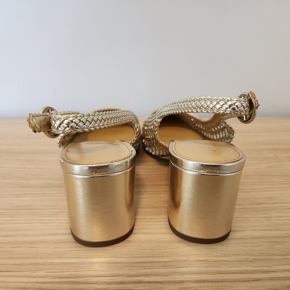 J. Crew Woven Slingback Heels Gold - Picture 4 of 6